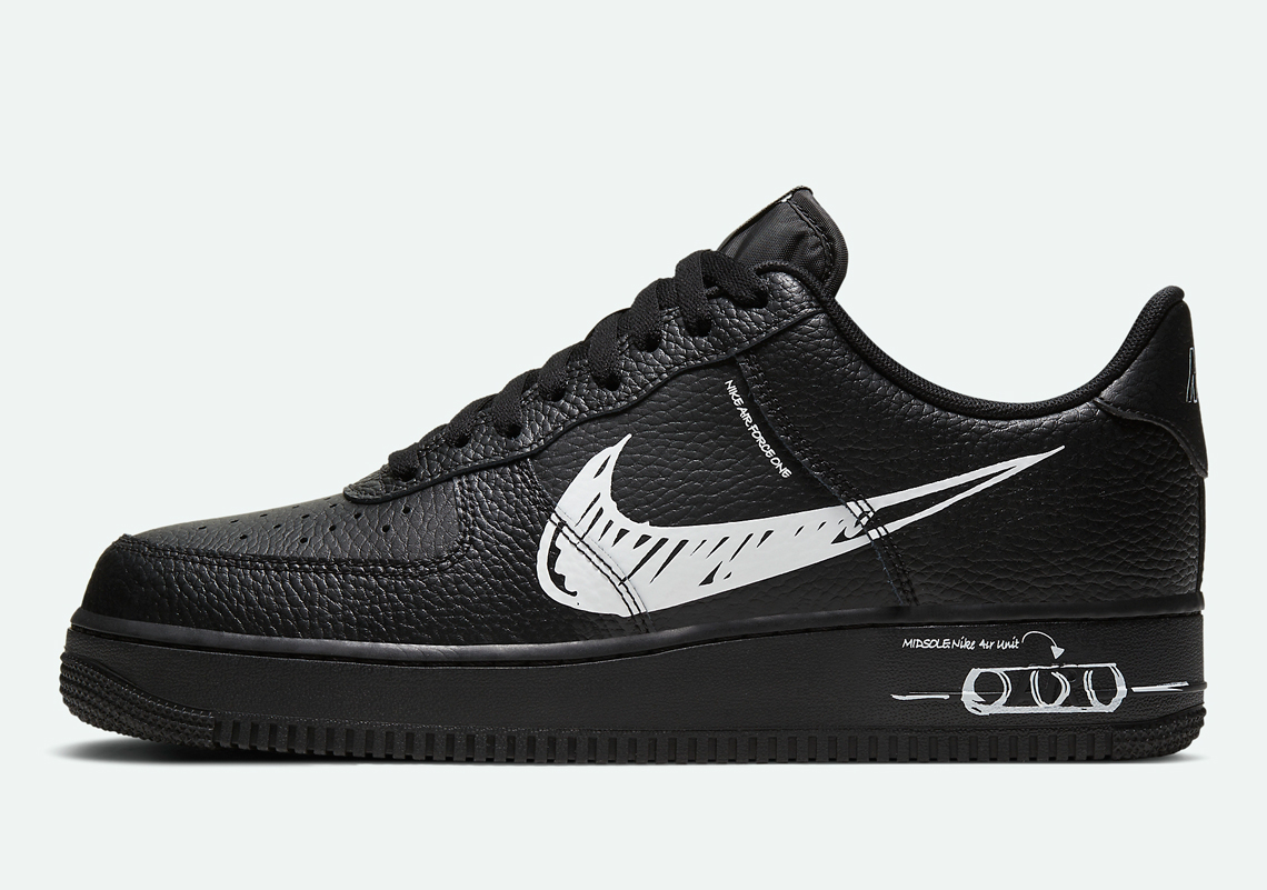 The Nike Air Force 1 “Sketch Swoosh” Calls Out The Heel Air Unit