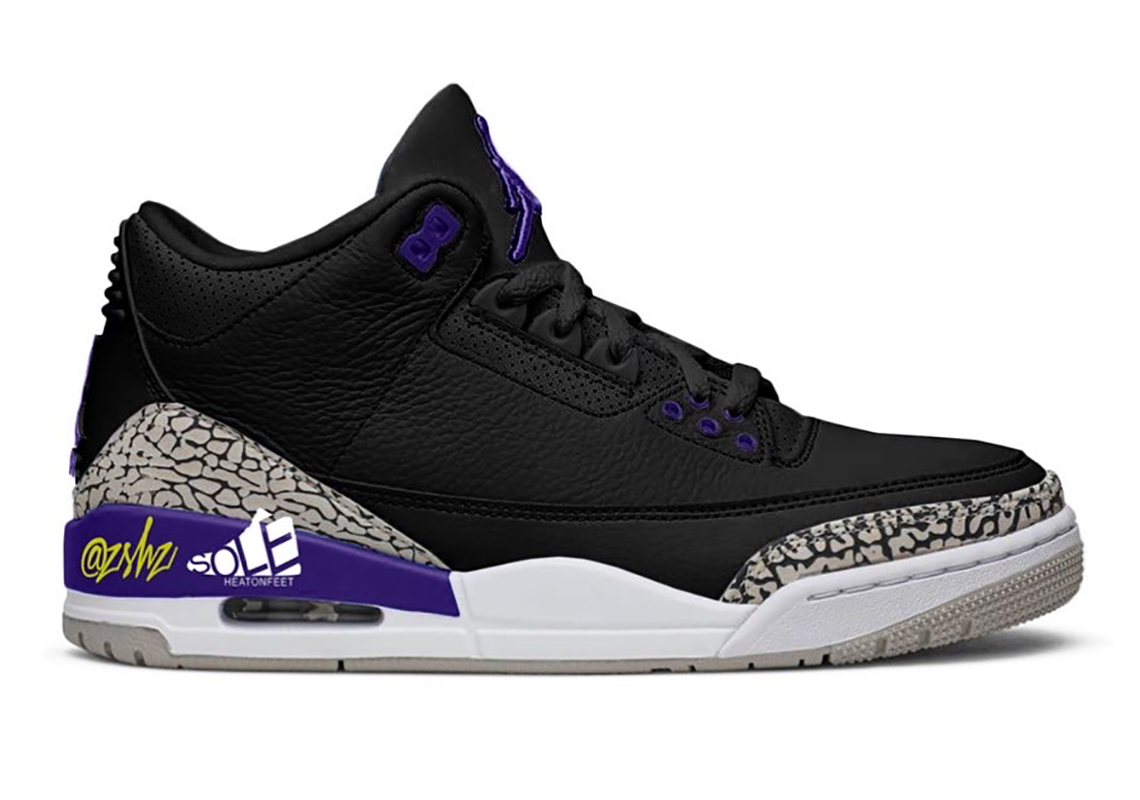 Air Jordan 3 Black Cement Grey White Court Purple Ct8532 050 1