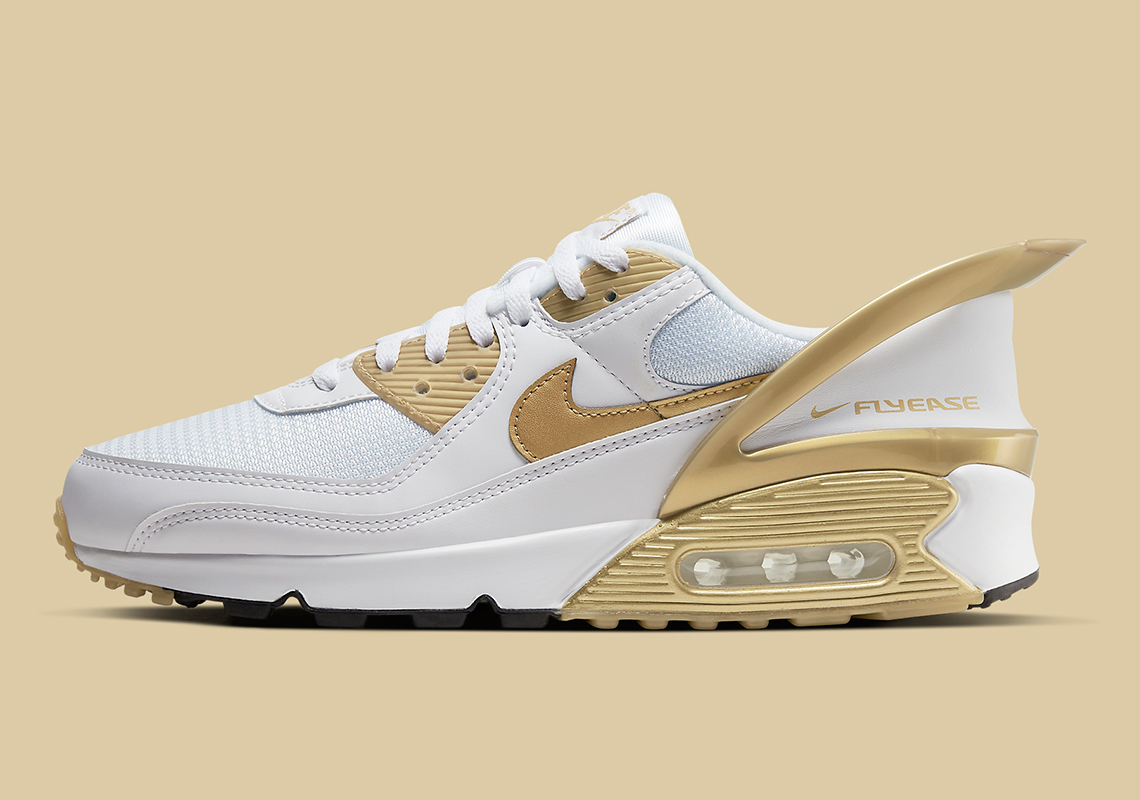 The Nike Air Max 90 Flyease Appears In White And Gold