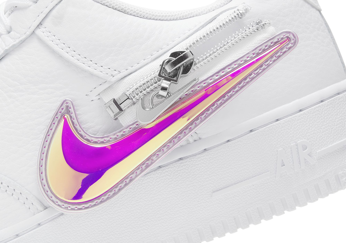 Nike Adds An Iridescent Removable Swoosh On The White Air Force 1