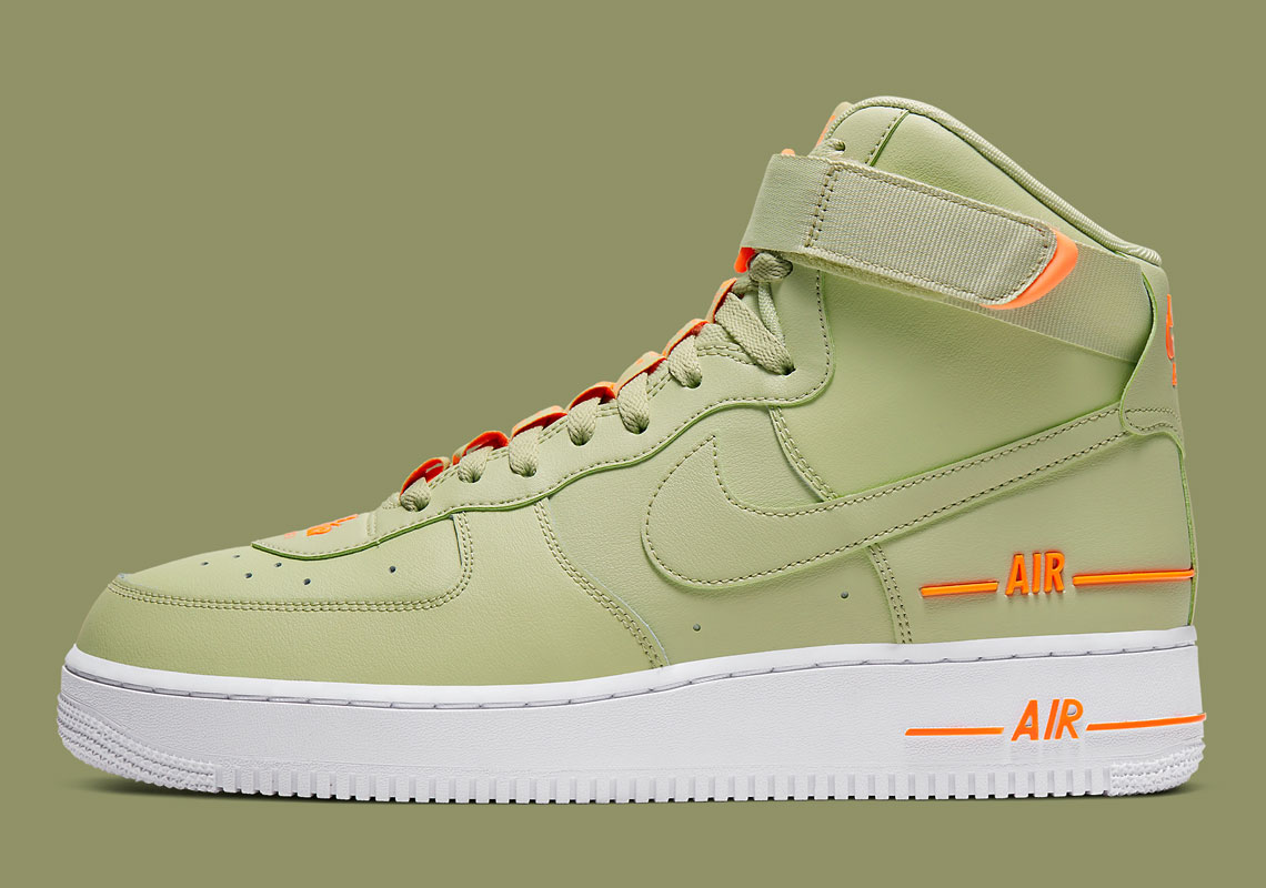 The Over-Branded Nike Air Force 1 High Arrives In "Olive Aura"