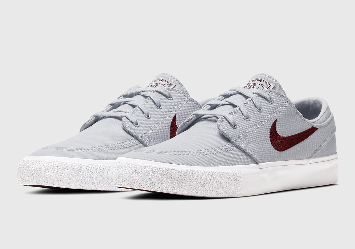 Nike SB Stefan Janoski Pairs Sky Grey Uppers With Maroon Swooshes