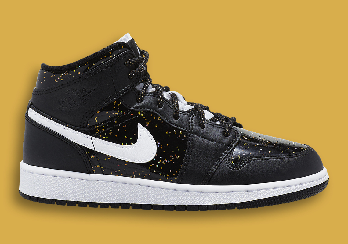 Gold Glitter Covers This Upcoming Air Jordan 1 Mid For Girls