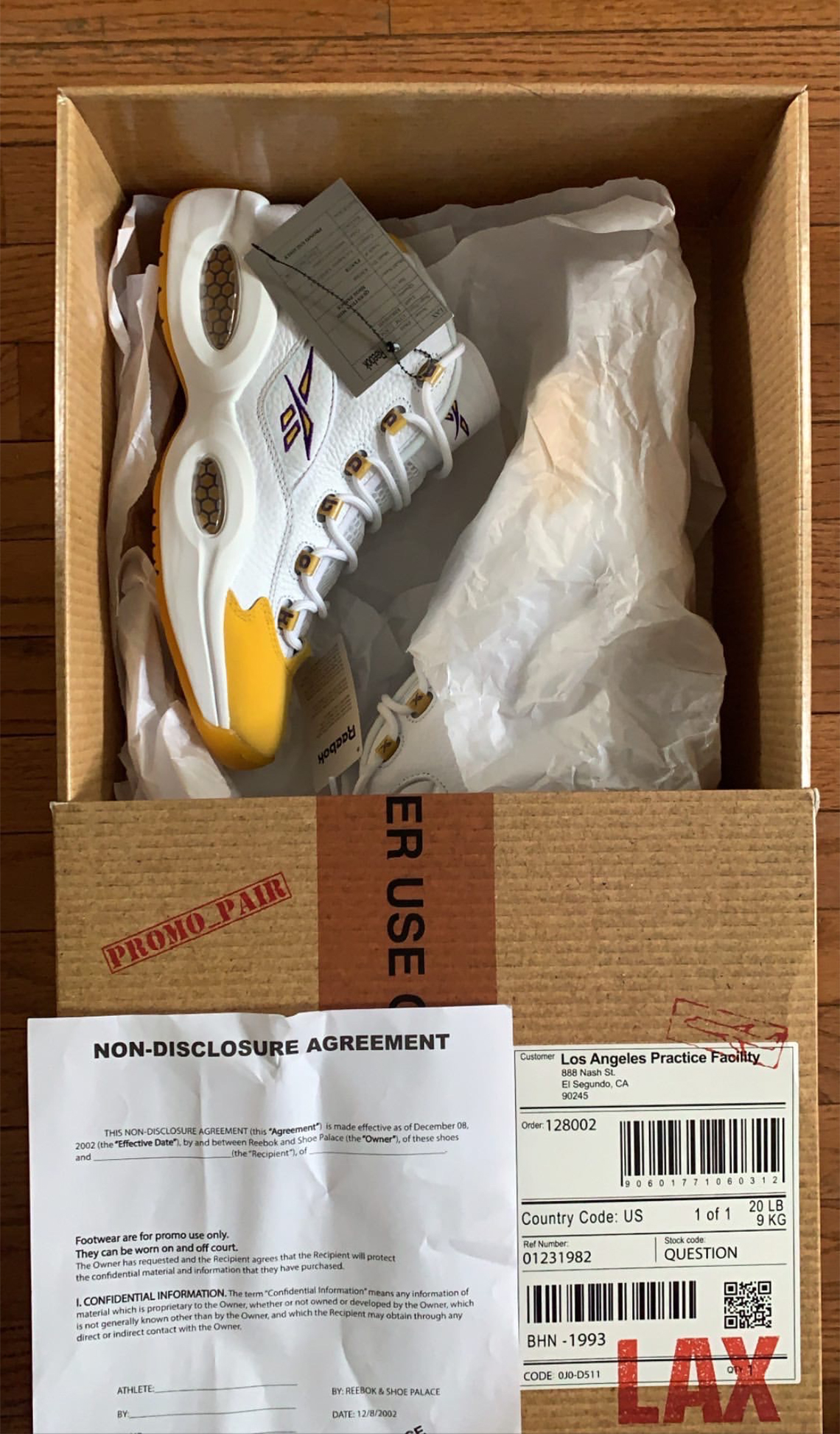 Reebok Question Kobe Lakers Pe Yellow Sample 3