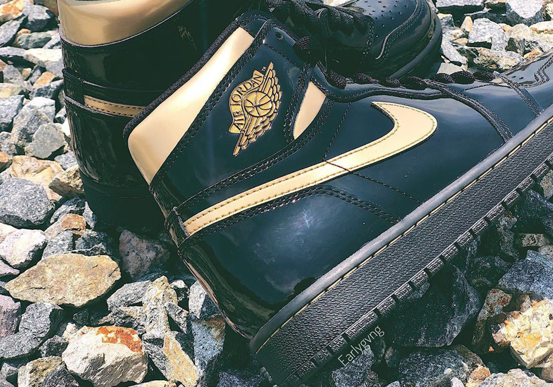 Air Jordan 1 Black Gold Patent Release Info 1