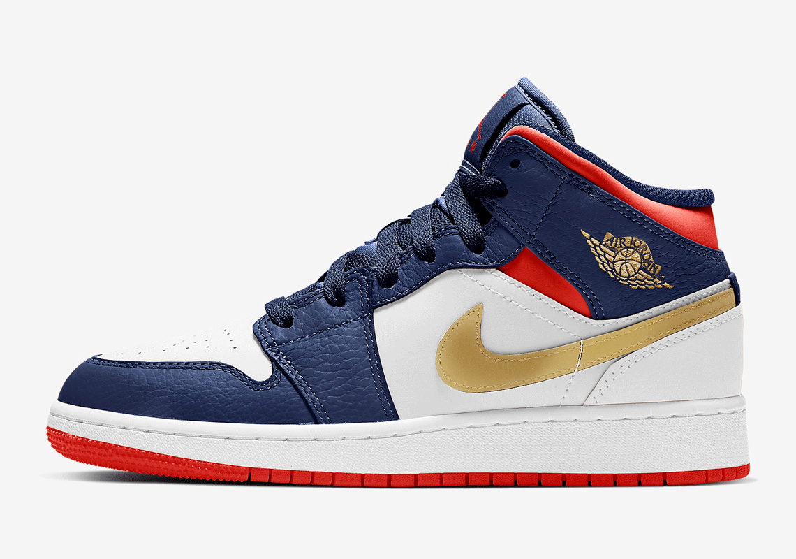 The Air Jordan 1 Mid For Kids Gets A “USA Olympic” Colorway