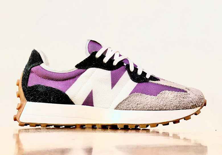 The New Balance 327 Surfaces With Gum Bottoms And Purple Uppers