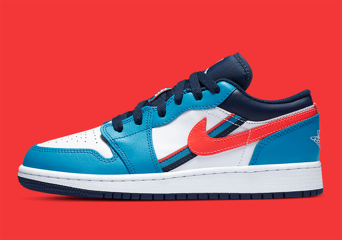 The Air Jordan 1 Low Stitches Colored Webbing Down Its Mid-Panel