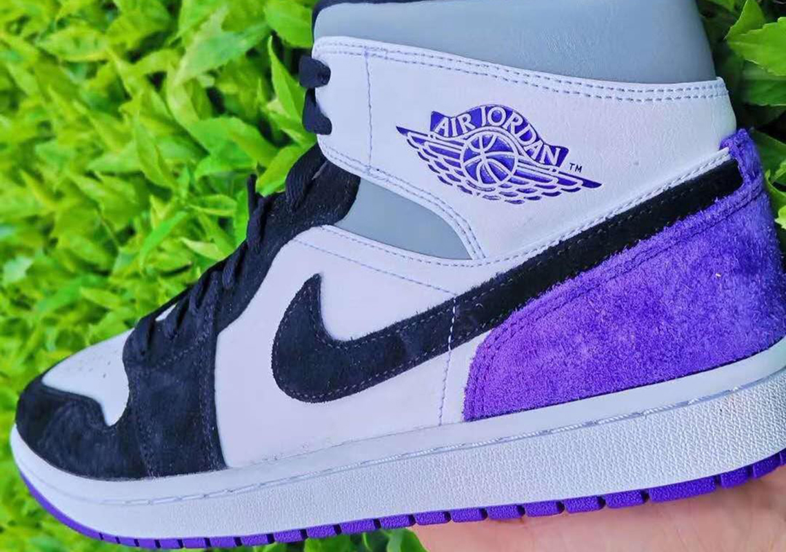 The Air Jordan 1 Mid Tweaks UNION Color Blocking With Suede Panels And Purple Accents