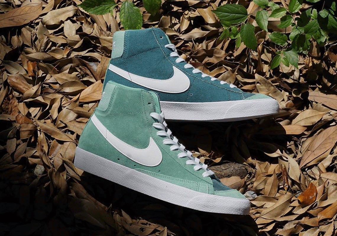 Mismatched Green Panels Adorn The Nike Blazer Mid '77 Vintage