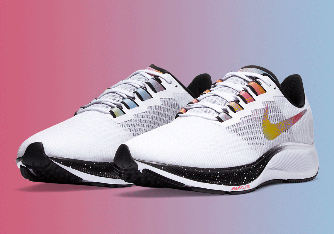 A Multi-colored Splatter Print Appears On The Newly Launched Nike Pegasus 37