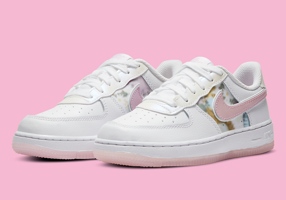 Soft Floral Prints Appear On This Nike Air Force 1 Low For Girls