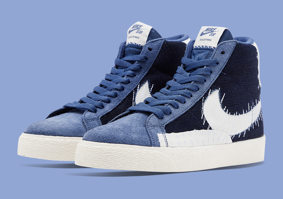 The Nike SB Blazer Mid Premium “Sashiko” Releasing In Blue And Sail