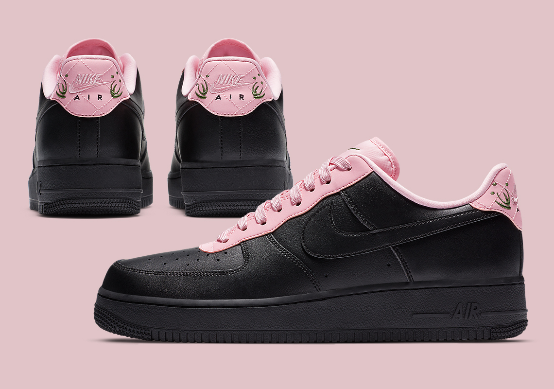 This Nike Air Force 1 Adds Greenery To Pink Quilted Heels