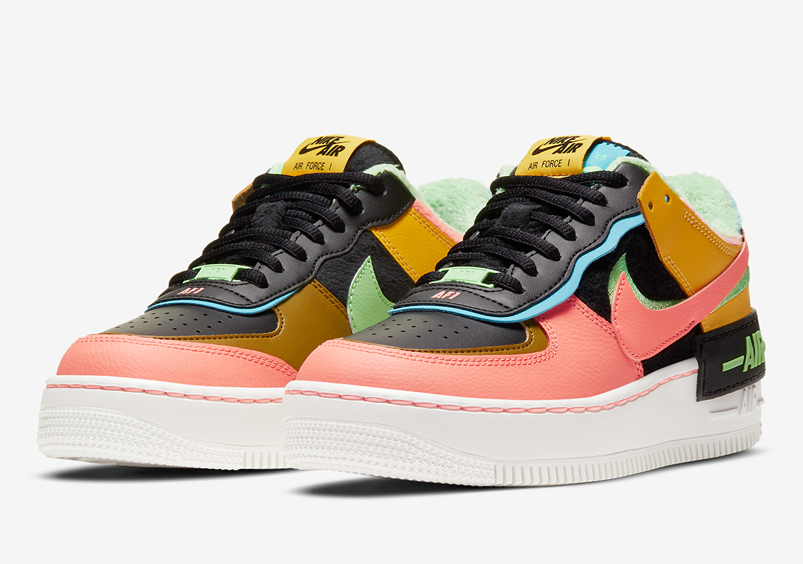 Nike Lines This Multi-colored Air Force 1 Shadow SE With Furry Velour