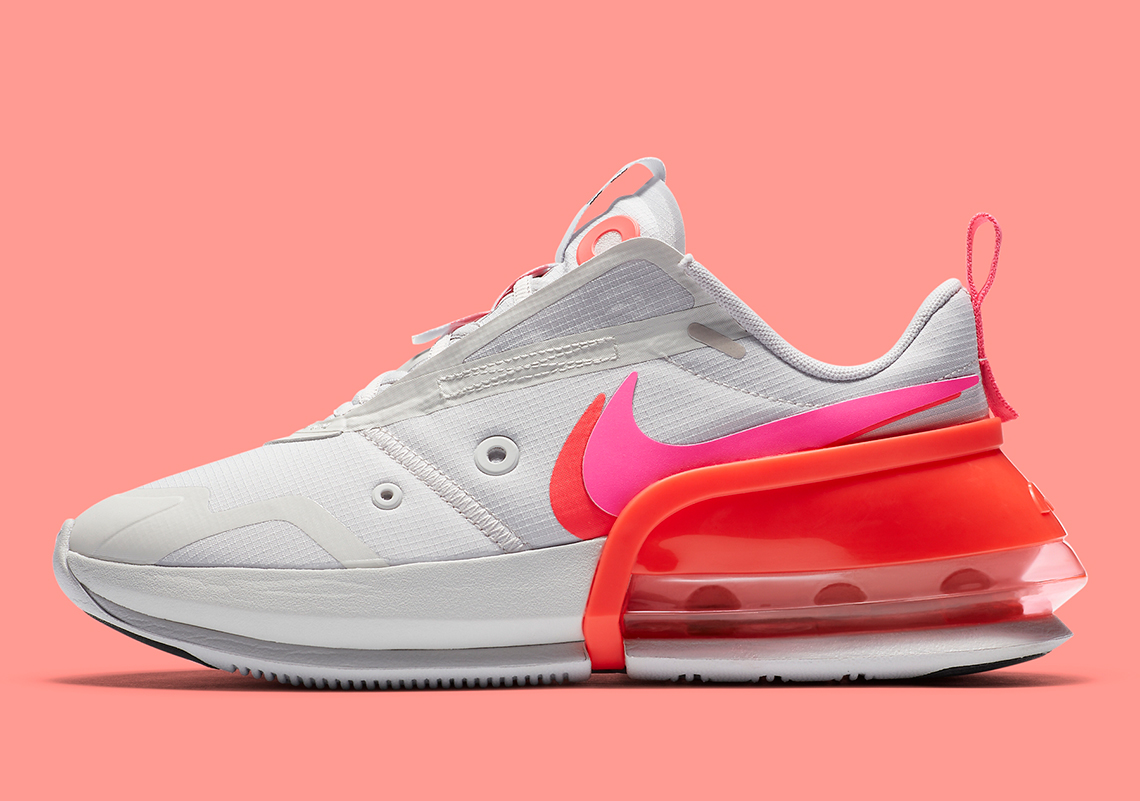 The Women's Nike Air Max Up "Vast Grey" Gets Suited With Pink Blast And Flash Crimson