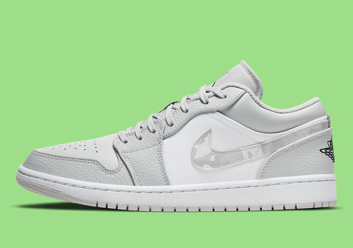 Air Jordan 1 Low Features Soft Grey Camo Swooshes