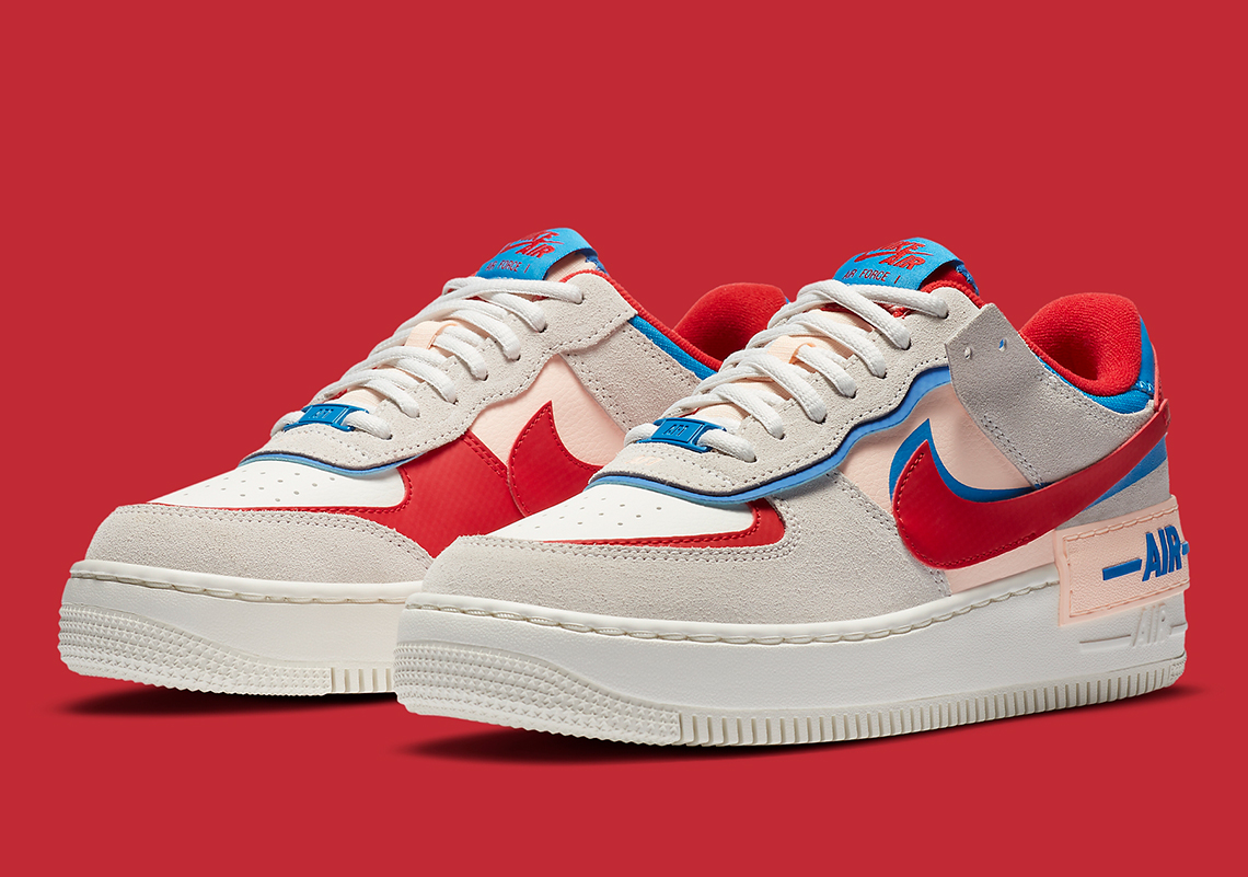 The Nike Air Force 1 Shadow Arrives In Sail, University Red, And Photo Blue