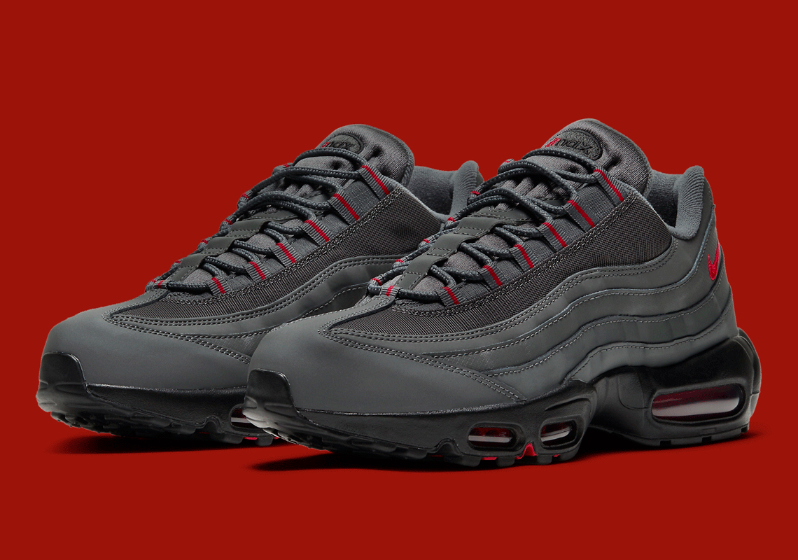 The Nike Air Max 95 Dresses Up In Dark Grey And Red