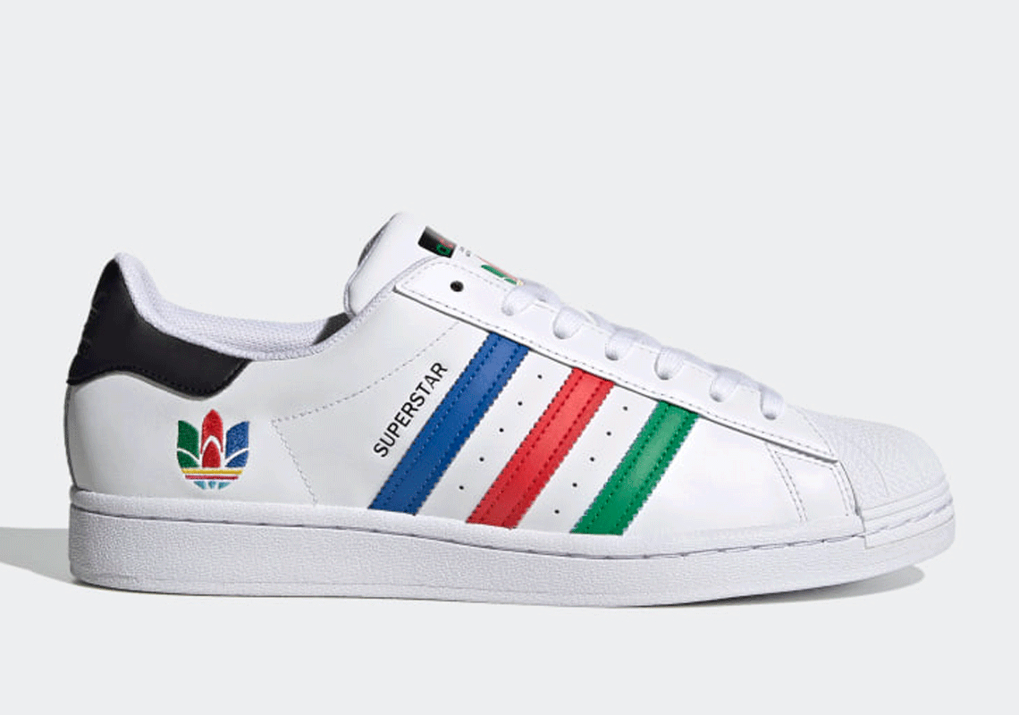 The adidas Superstar Applies Multi-Colored Stripes With Heel Trefoil Logos