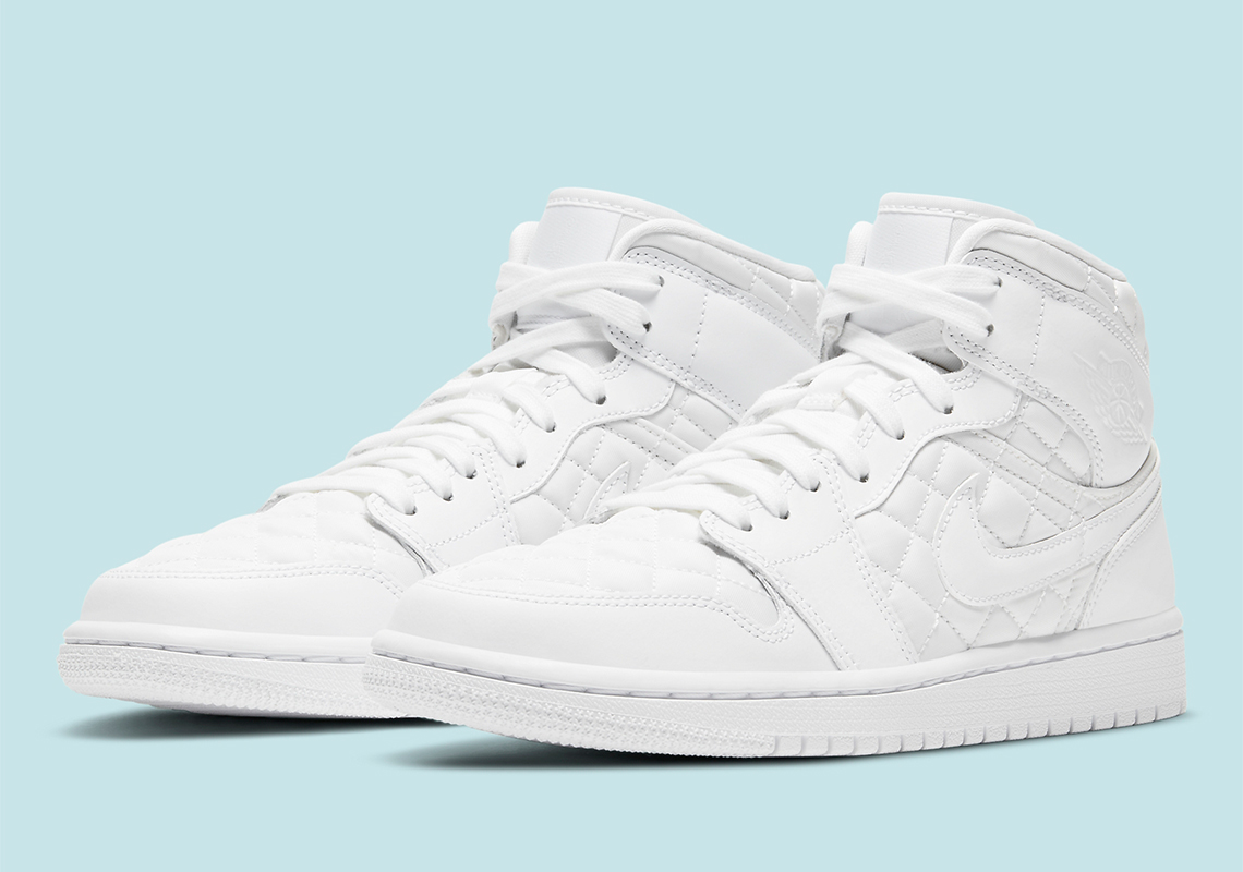 The Air Jordan 1 Mid Premium Adds Lux Quilted Panels In White