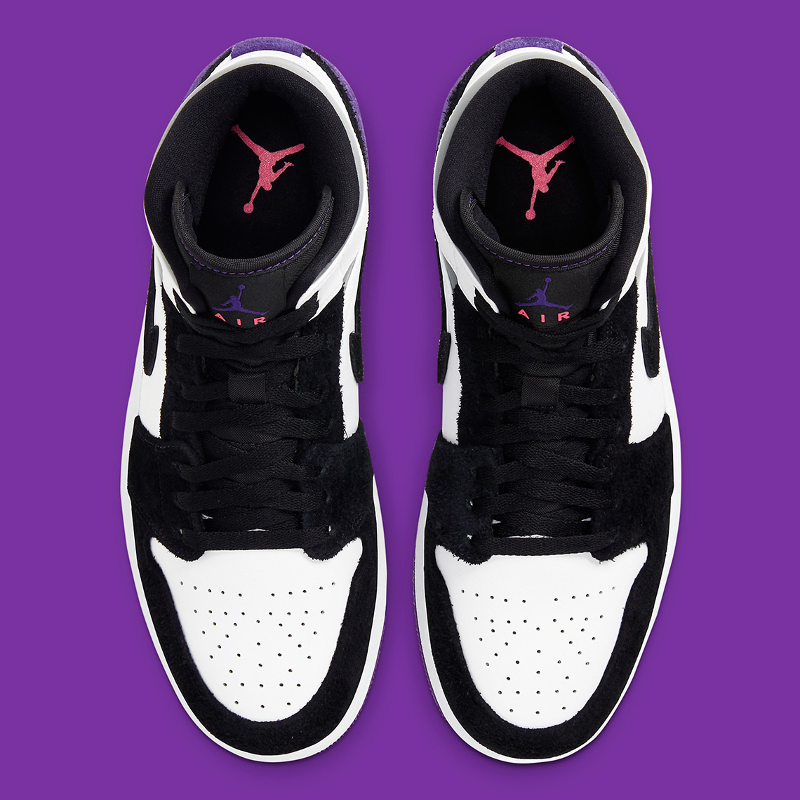 Air Jordan 1 Mid Se White Black Purple 852542 105 1