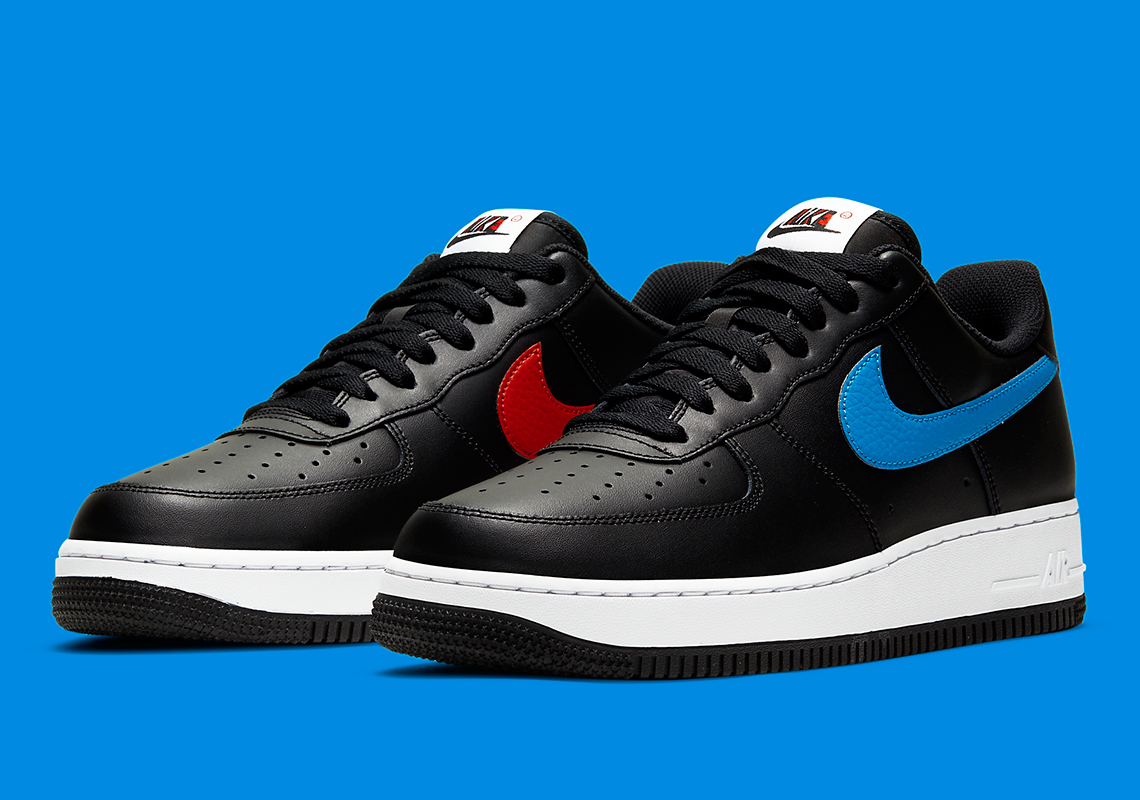 3D Colored Alternate Swooshes Appear On This Nike Air Force 1 Low In Black