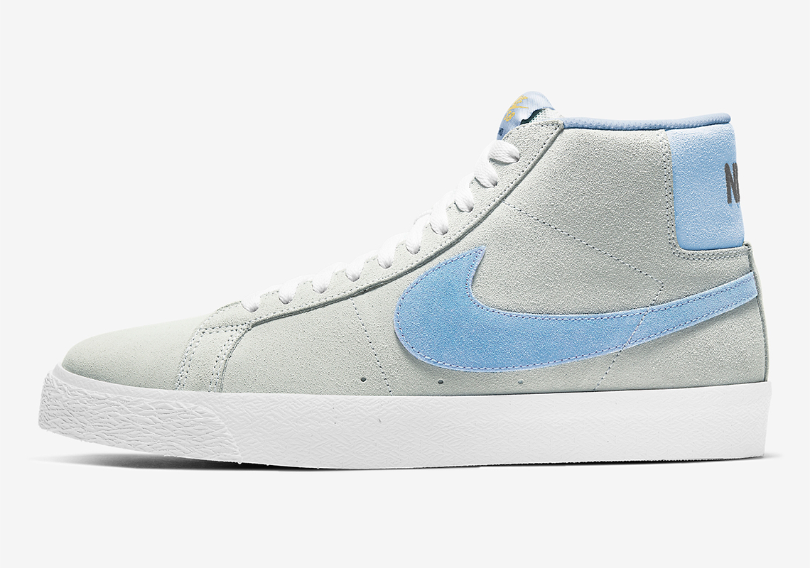 Nike SB Blazer Mid Pairs Soft Grey With Baby Blue