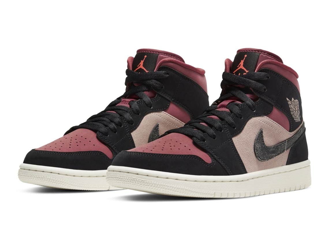 Burgundy And Dusty Pink Cover This Womens Air Jordan 1 Mid