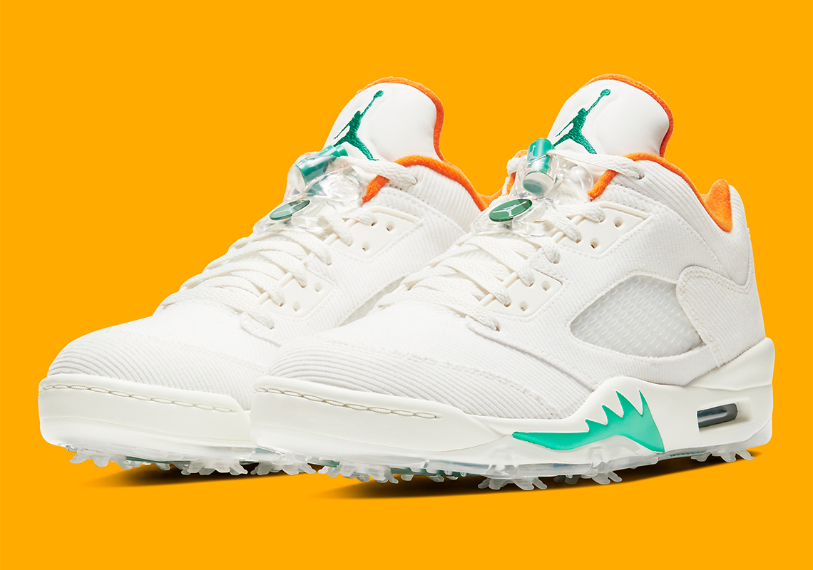 Air Jordan 5 Golf "Better Lucky Than Good" Wrapped In Corduroy For The Upcoming Masters