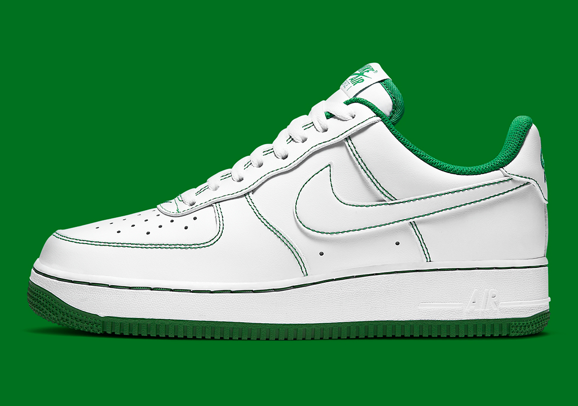 Nike Applies Pine Green Contrast Stitching On The Air Force 1