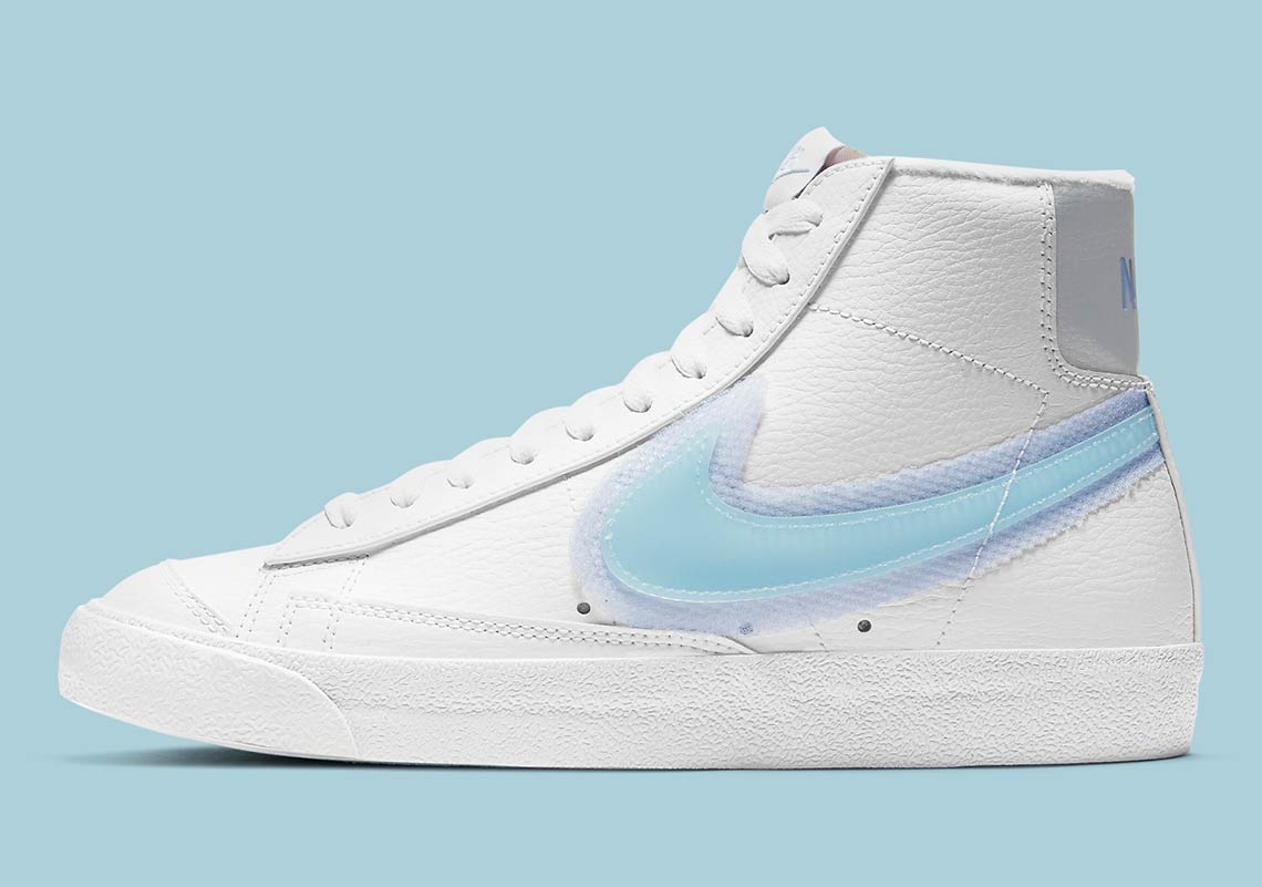 Nike Blazer Mid '77 "Glacier Blue" Adds A Sheer Layer Beneath The Swoosh