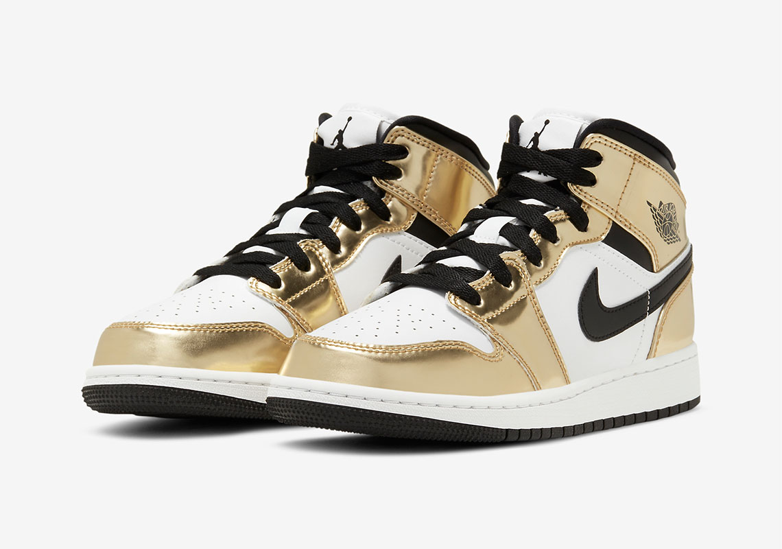 Air Jordan 1 Mid Se Metallic Gold Kids Gs Dc1420 700 1