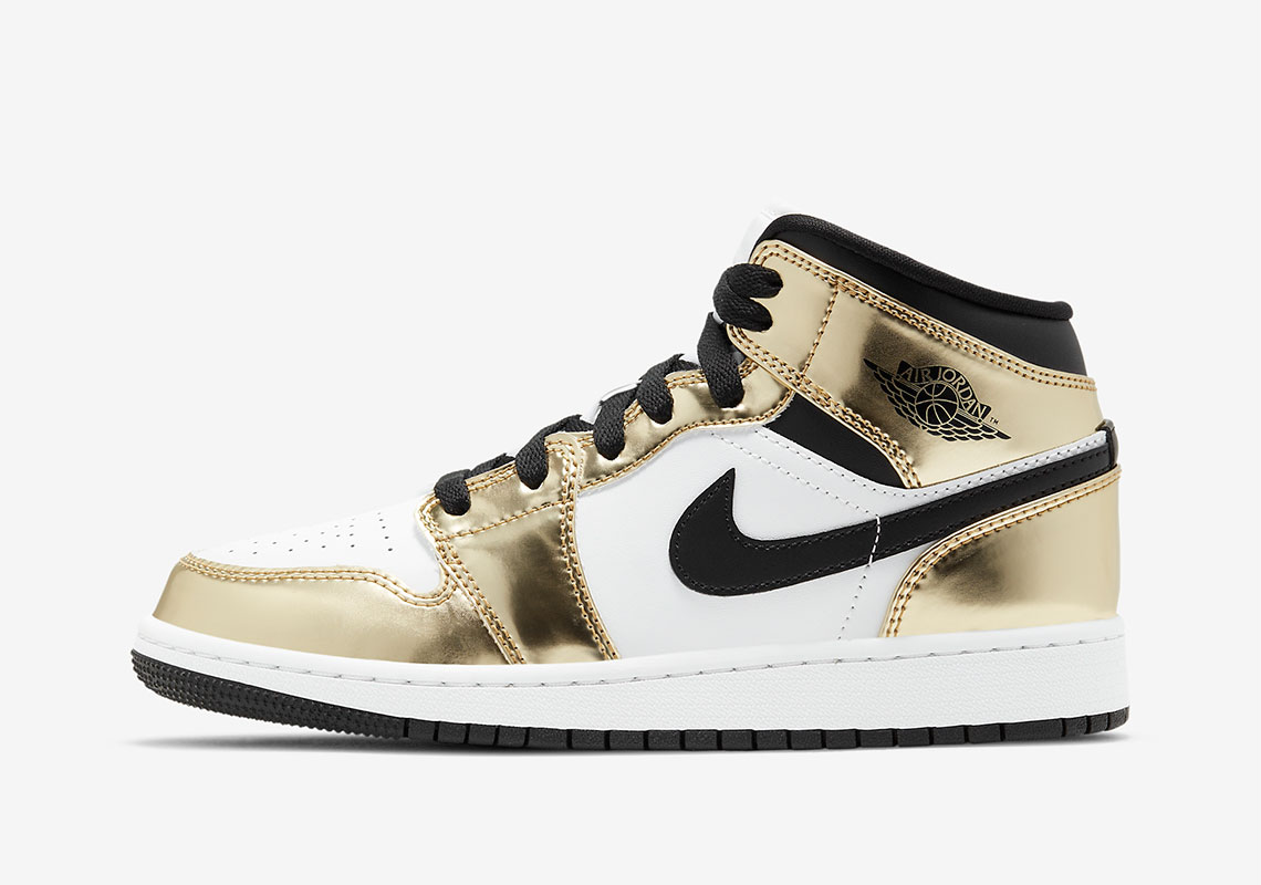 Air Jordan 1 Mid Se Metallic Gold Kids Gs Dc1420 700 2