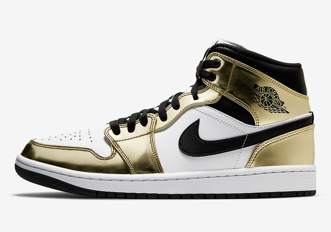 Air Jordan 1 Mid Se Metallic Gold Mens Dc1419 700 2