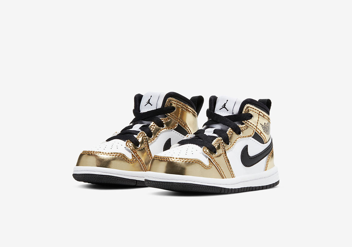 Air Jordan 1 Mid Se Metallic Gold Td Toddler Dc1424 700 3