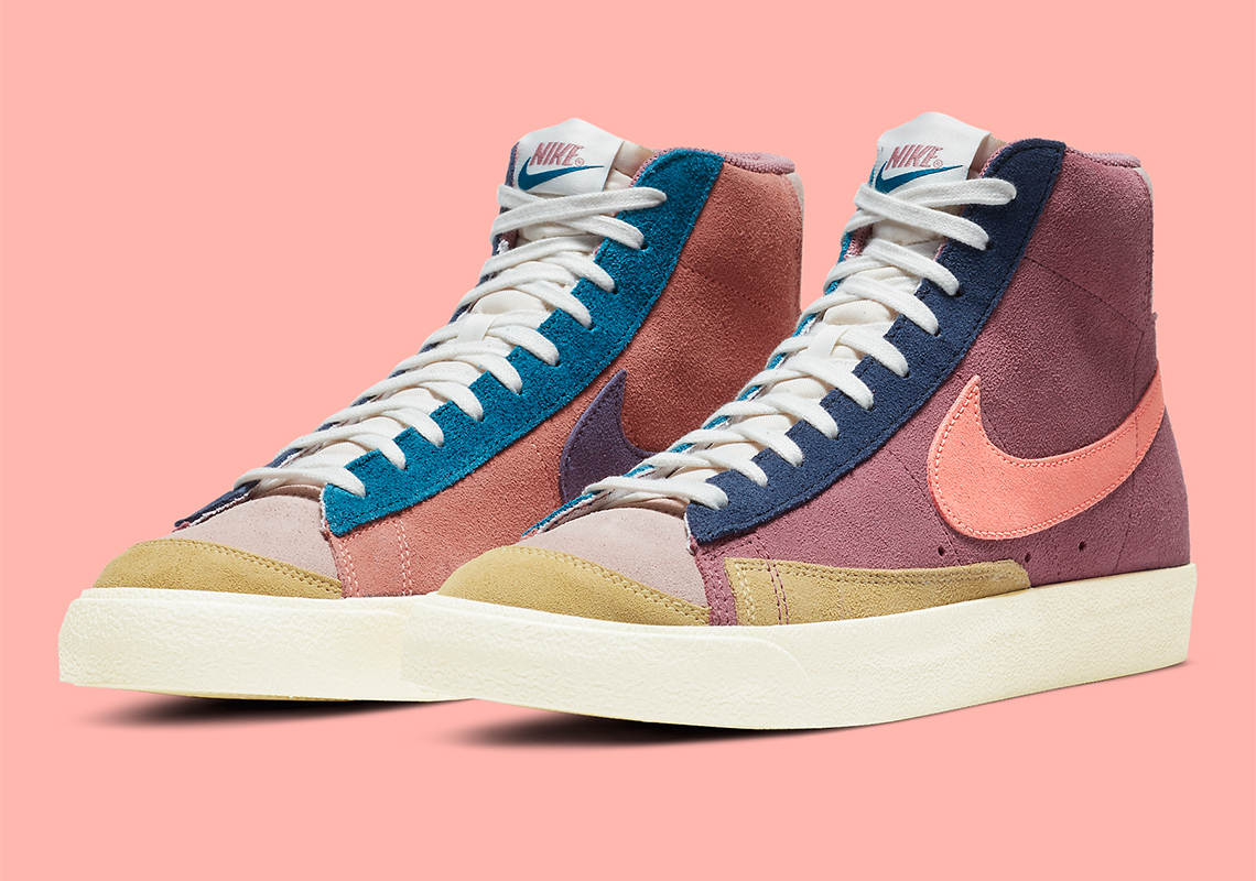 Multi-colored Fall Suedes Cover This Nike Blazer Mid '77