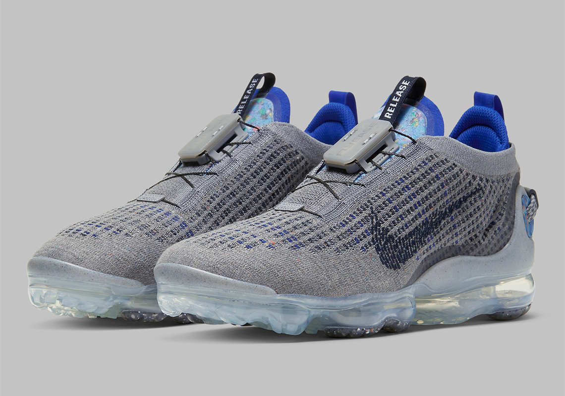 Nike Vapormax 2020 Flyknit Cw1765 002 Particle Grey Dark Obsidian Racer Blue 7