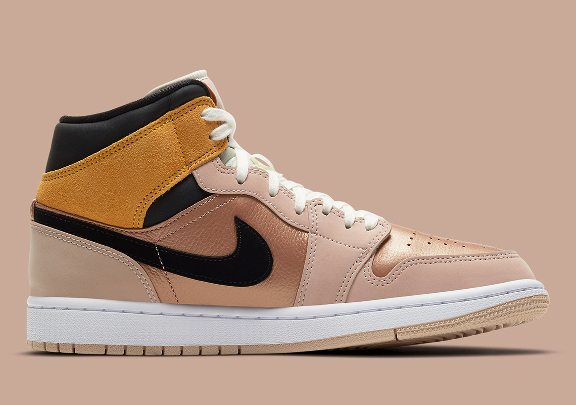 Air Jordan 1 Mid Particle Beige Metallic Bronze 2