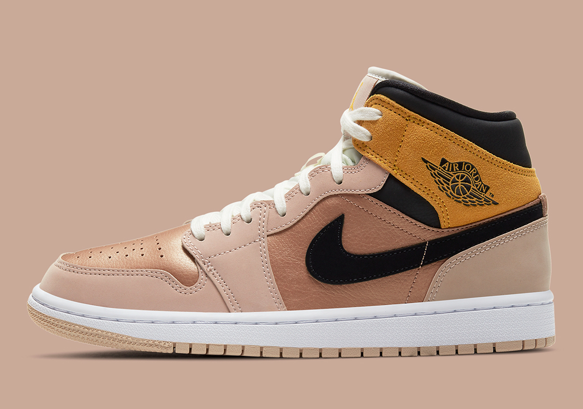 Air Jordan 1 Mid Particle Beige Metallic Bronze 8