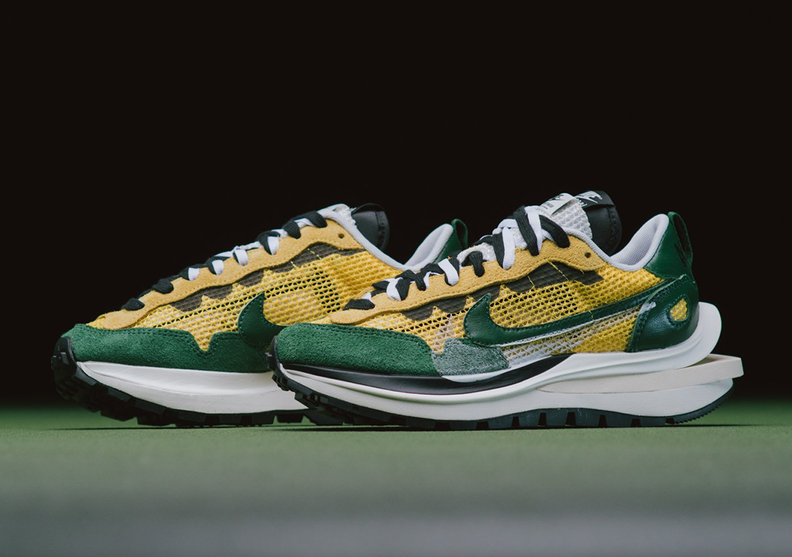 The sacai x Nike VaporWaffle Tour Yellow/Gorge Green Releases Tomorrow