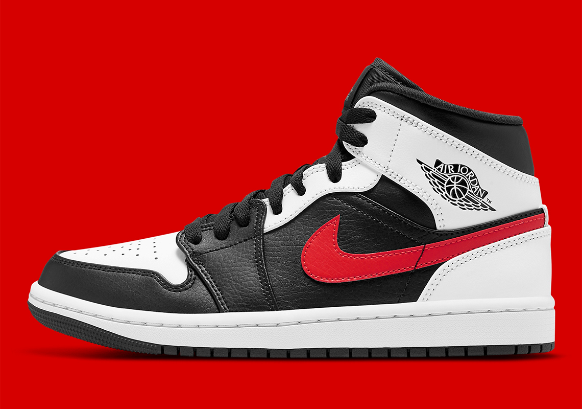 Air Jordan 1 Mid White Black Red 554724 075 4