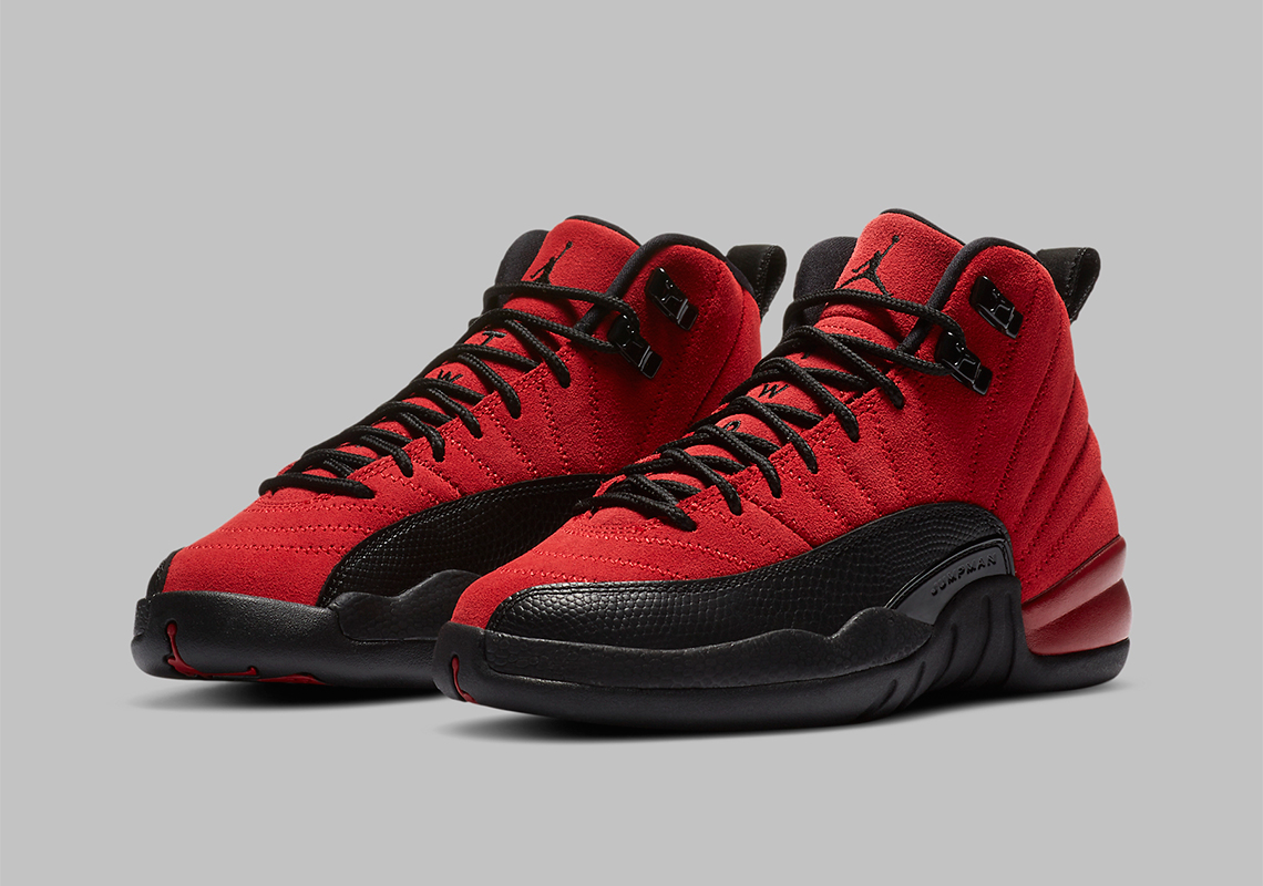 Air Jordan 12 Varsity Red Black Reverse Flu Game Gs Grade School 153265 602 2