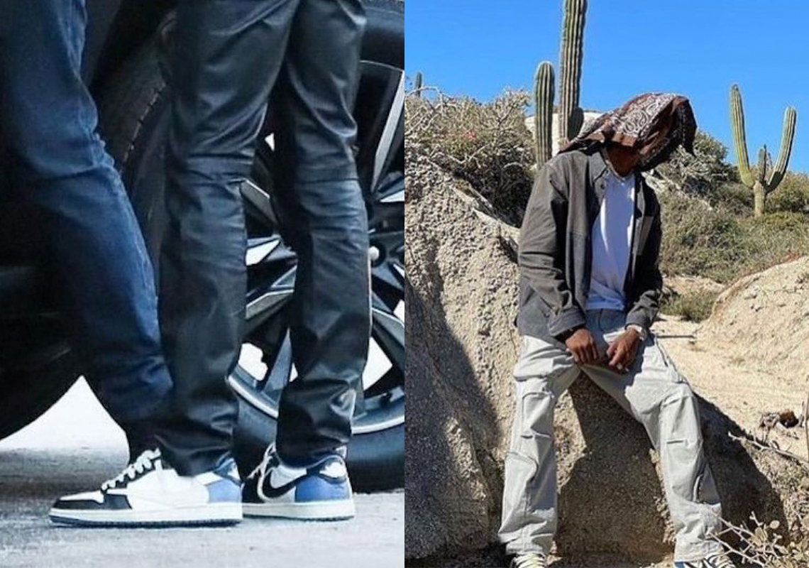 Travis Scott Spotted In Air Jordan 1 Low “Cactus Jack” In UNC Blue Colors