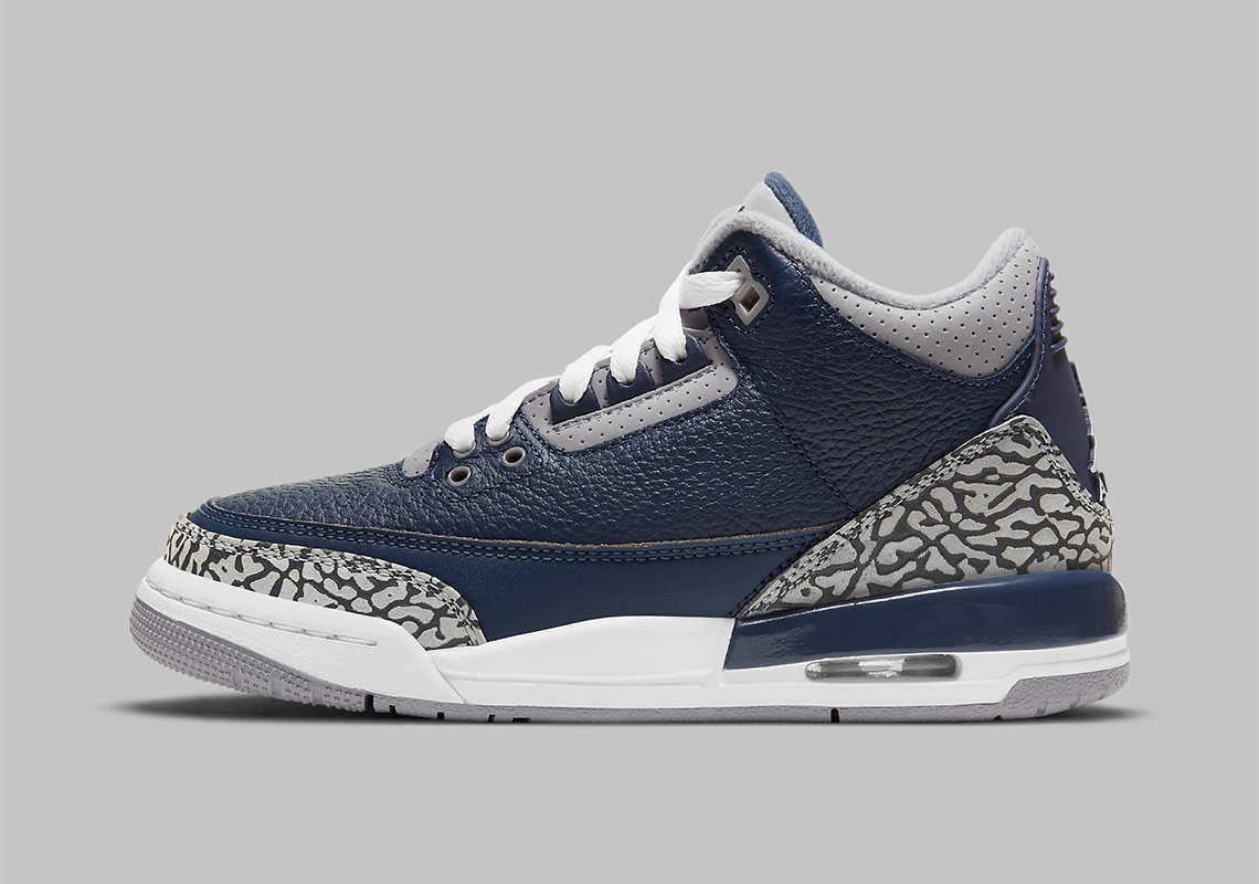 Air Jordan 3 Gs Midnight Navy Cement Grey White Georgetown 398614 401 1