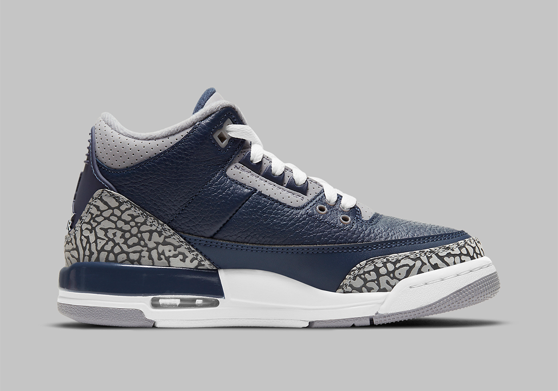 Air Jordan 3 Gs Midnight Navy Cement Grey White Georgetown 398614 401 3