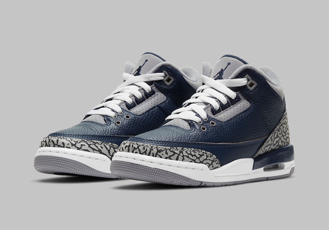 Air Jordan 3 Gs Midnight Navy Cement Grey White Georgetown 398614 401 7