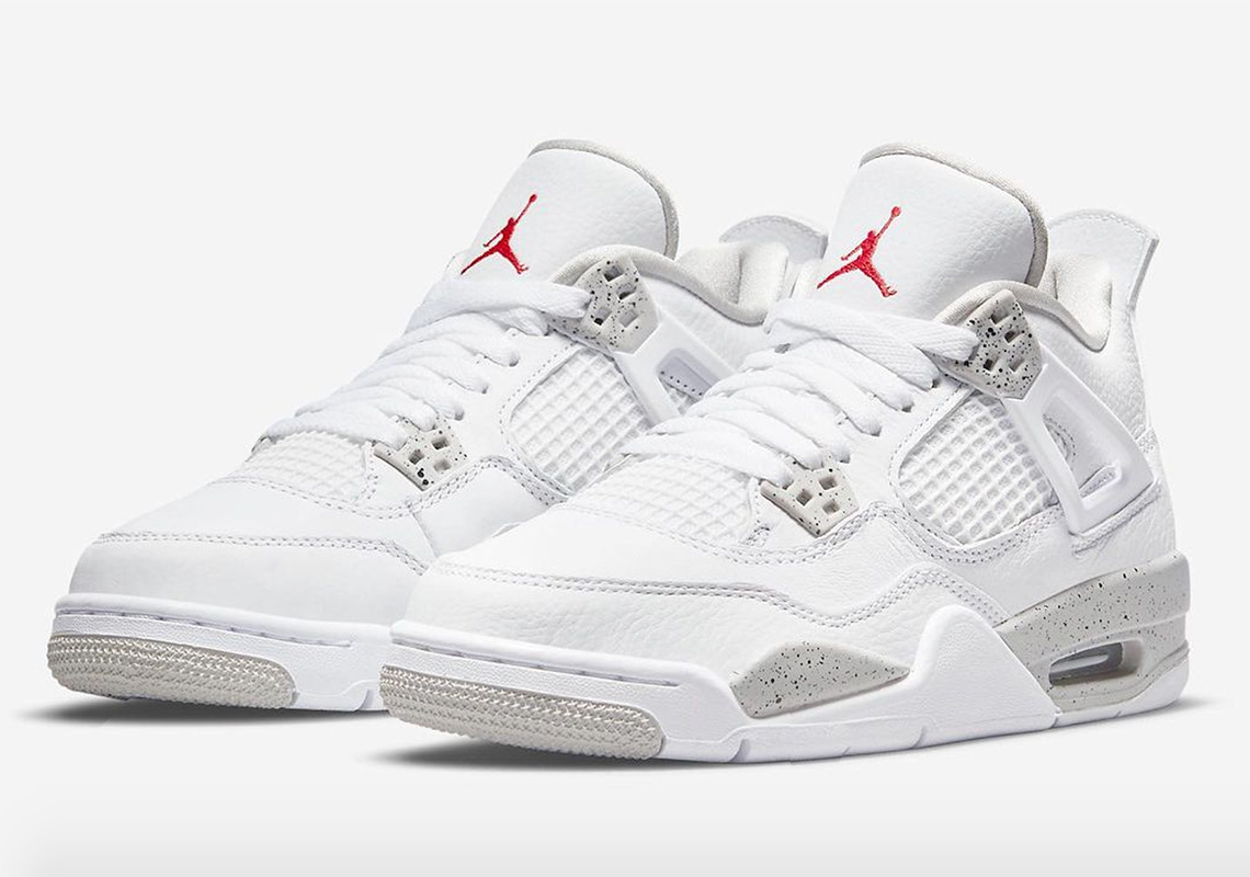 Air Jordan 4 Gs White Black Tech Grey Fire Red 2