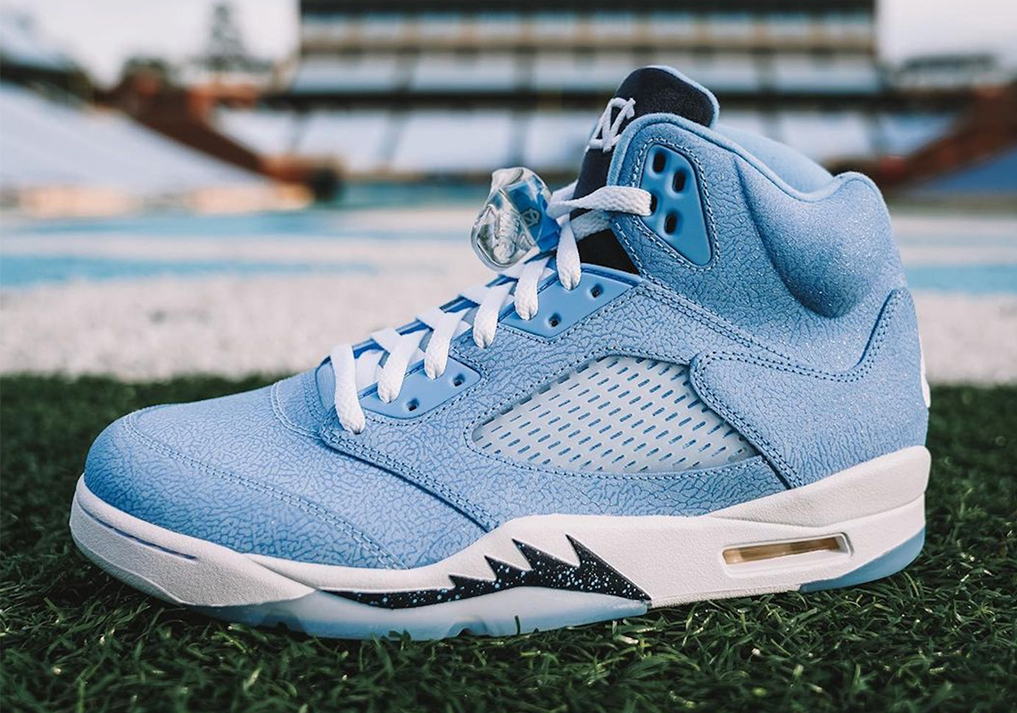 UNC Tar Heels Football Gets An Air Jordan 5 PE Covered In Elephant Print