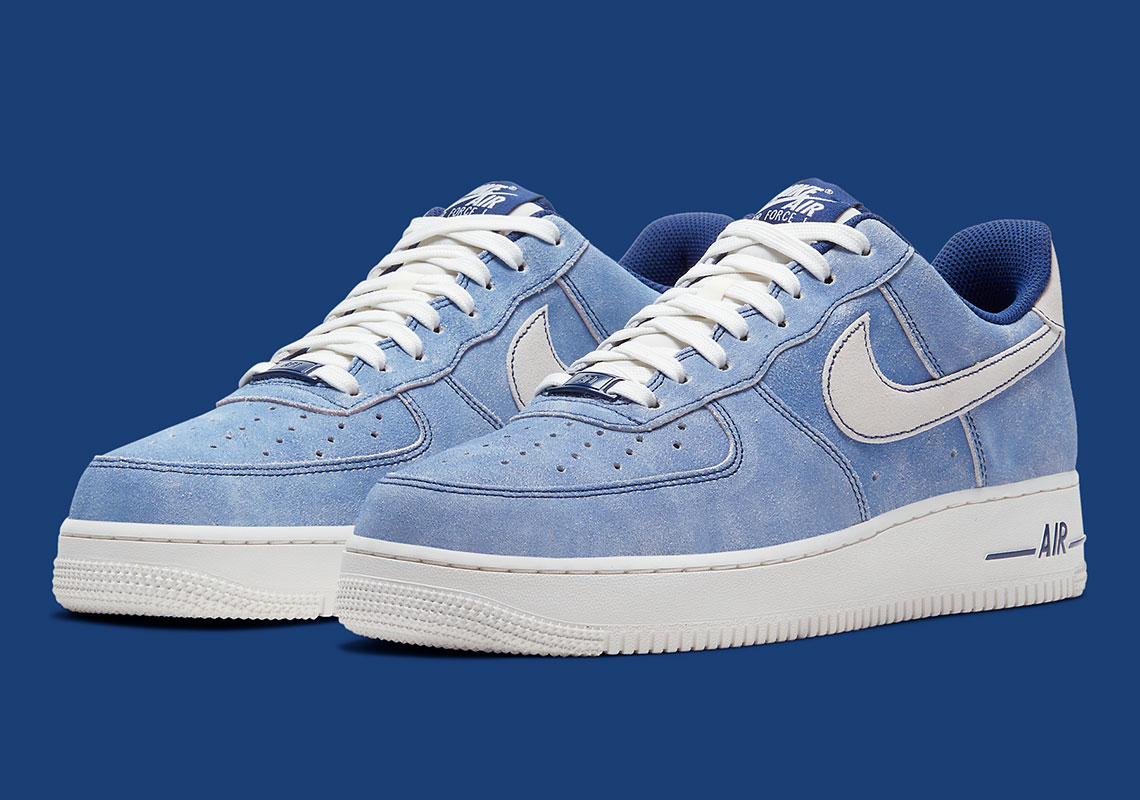 Washed Out Suede In Blue Covers This Nike Air Force 1 Low